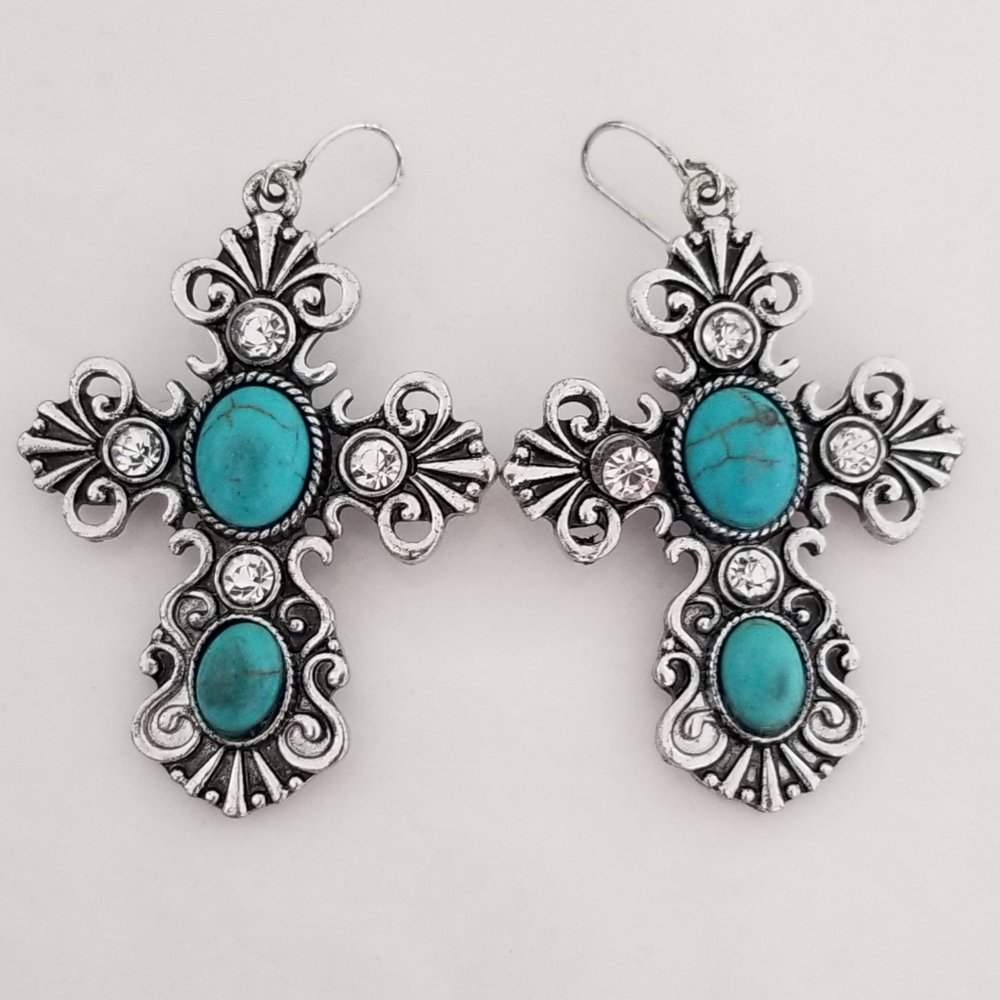 Turquoise Cross Earrings